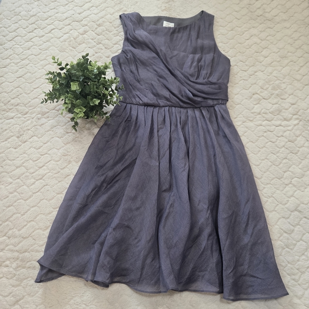 Suzi Chin for Maggy Boutique Gray Sleeveless Faux Wrap Formal Dress, Size 8